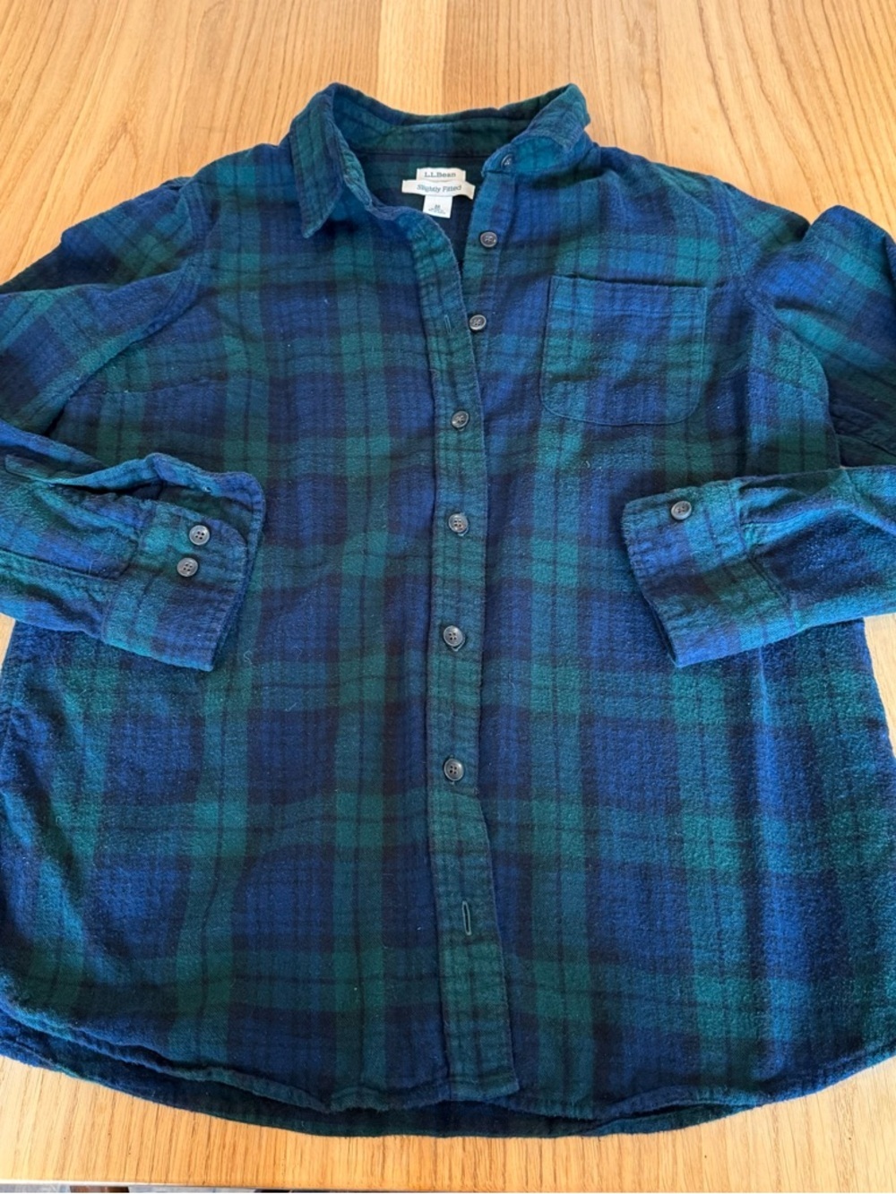 J. Crew Green & Navy Plaid Flannel Shirt